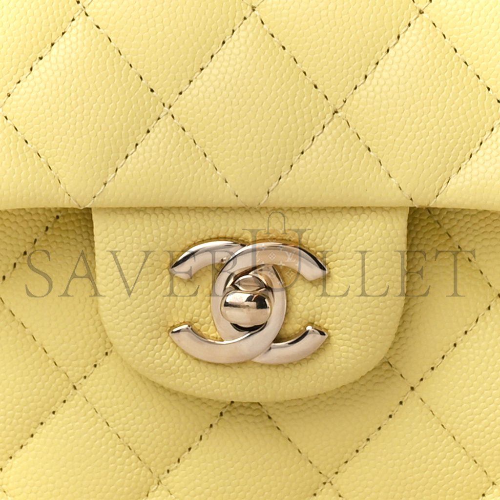 CHANEL CAVIAR QUILTED SMALL DOUBLE COVER YELLOW (23*14.5*6cm)